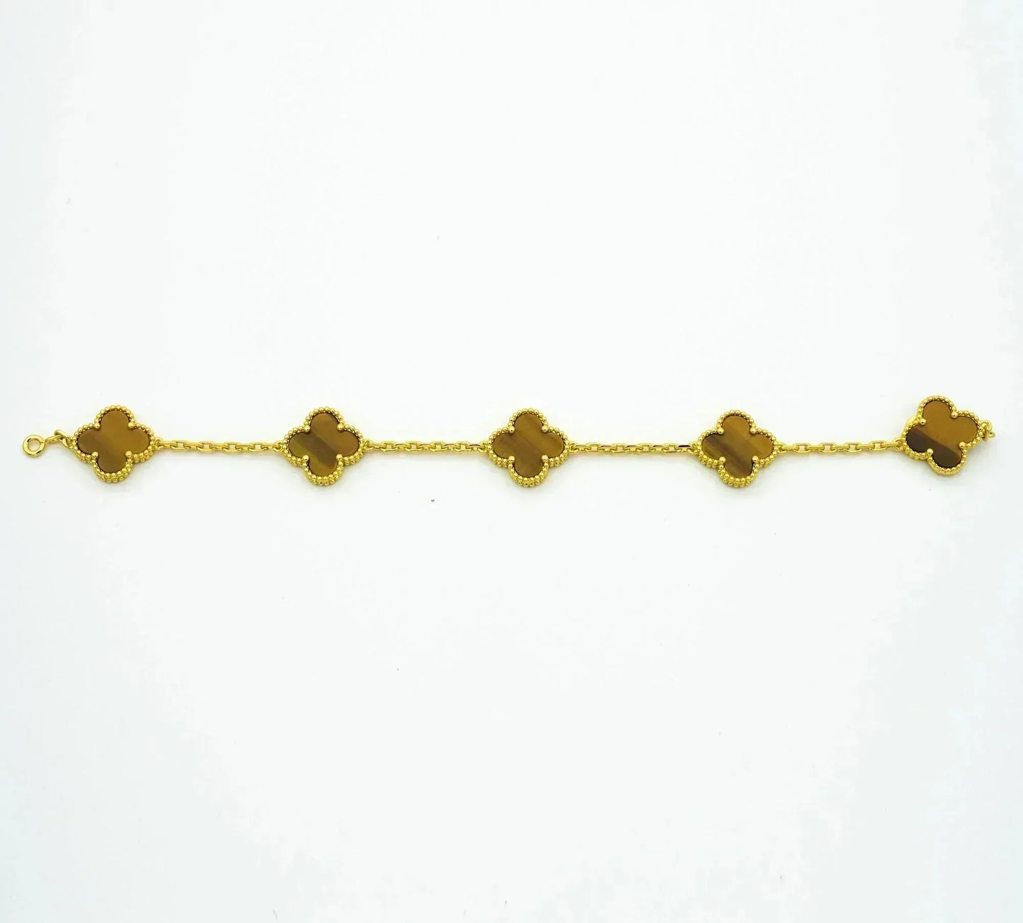[baslovejewels]CLOVER  5 MOTIFS TIGER EYE BRACELET
