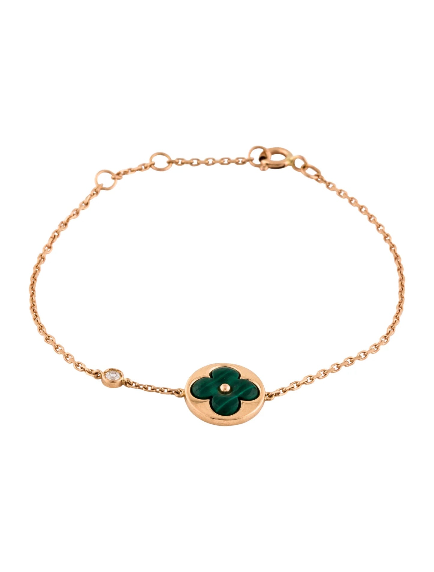 [baslovejewels]SUN MALACHITE 1 DIAMOND PINK GOLD BRACELET