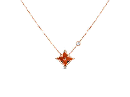 [baslovejewels]STAR NECKLACE PINK GOLD 1 DIAMOND