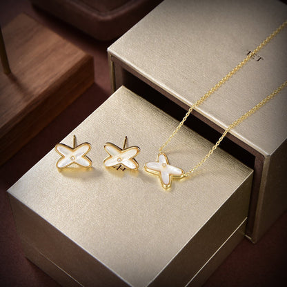 [baslovejewels]JEUX DE WHITE MOP GOLD DIAMOND EARRINGS