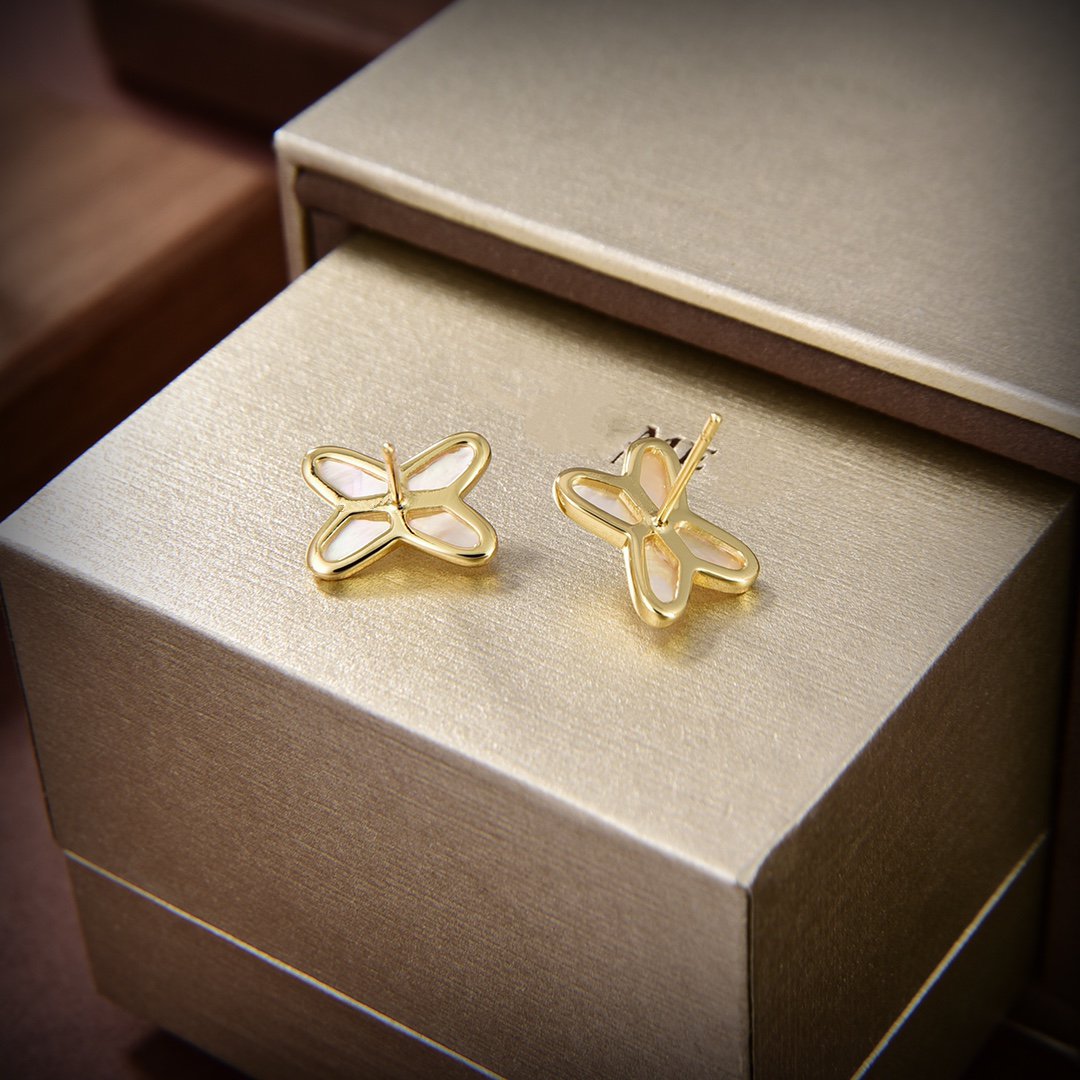 [baslovejewels]JEUX DE WHITE MOP GOLD DIAMOND EARRINGS