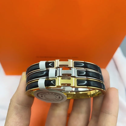 [baslovejewels]CLASSIC HM CLIC BLACK 8MM ENAMEL BRACELET