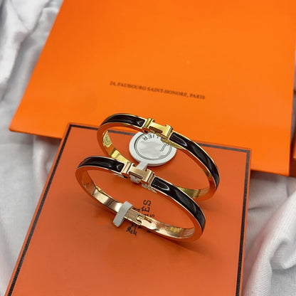 [baslovejewels]CLASSIC HM CLIC BLACK 8MM ENAMEL BRACELET