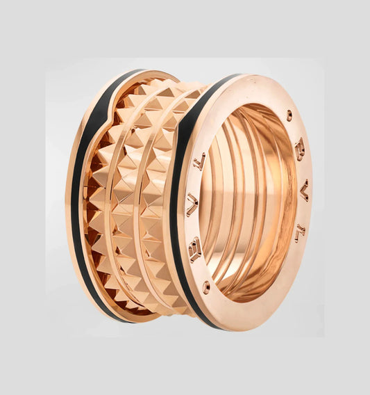 [baslovejewels]ZERO 1 ROCK BLACK CERAMIC PINK GOLD LARGE MODEL