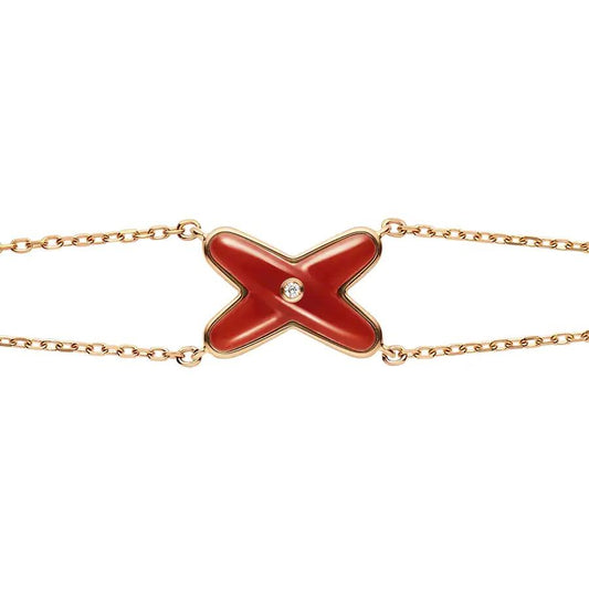[baslovejewels]JEUX BRACELET CARNELIAN PINK GOLD 1 DIAMOND