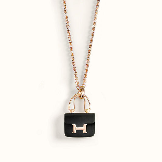 [baslovejewels]CONSTANCE BLACK PEDANT PINK GOLD NECKLACE