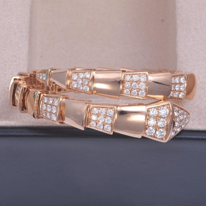 [baslovejewels]SERPENTI WIDE BRACELET PINK GOLD DIAMOND