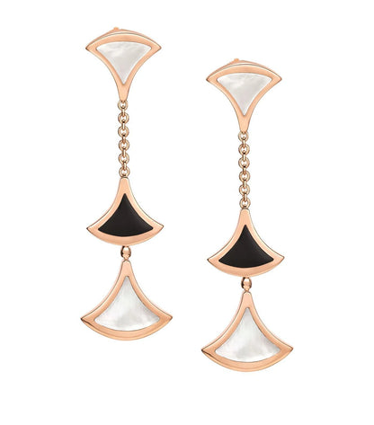 [baslovejewels]DREAM EARRINGS 3 MOTIFS ONYX MOP PINK GOLD
