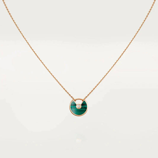 [baslovejewels]AMULETTE ROSE GOLD MALACHITE NECKLACE