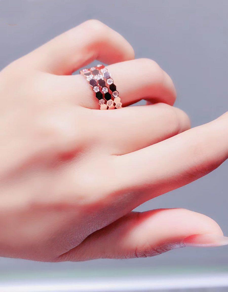 [baslovejewels]BEE LOVE RING PINK GOLD DIAMOND