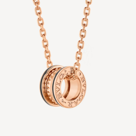 [baslovejewels]ZERO 1 ROCK PEDANT PINK GOLD BLACK NECKLACE