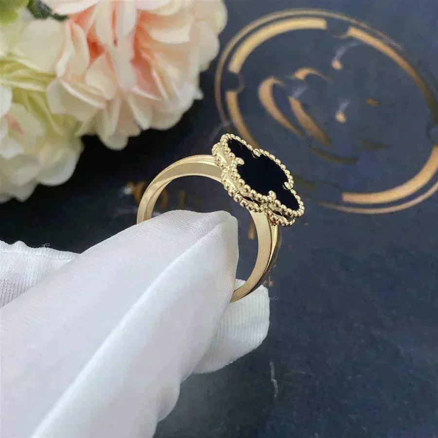 [basloveJW]CLOVER ONYX RING
